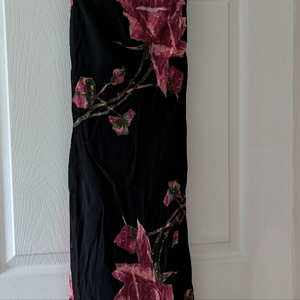 Elegant Black and Pink Floral Dress